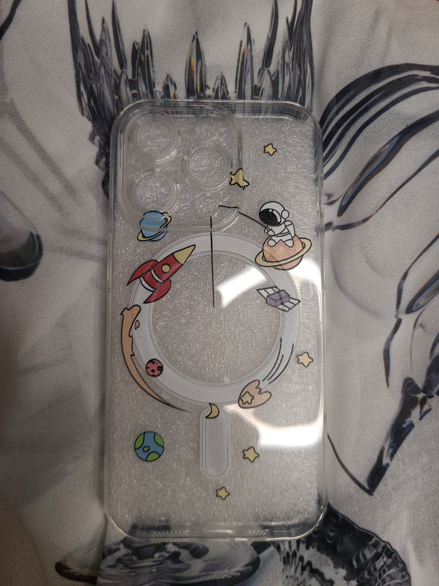 Cute Cartoon Astronaut Transparent Magsafe iPhone 14 pro case
