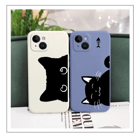 Cute Black Cat Phone Case For iPhones 14, 13, 12
