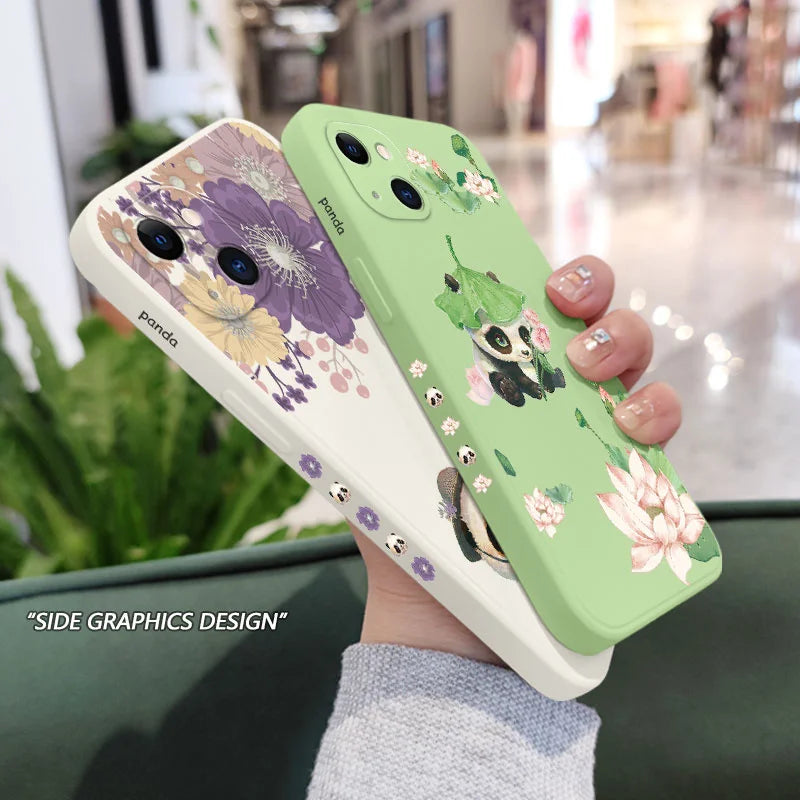 Cute Flower Panda Phone Case - Whimsical Elegance for iPhone 12s, 11s, Xs