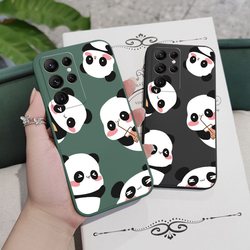Milk Tea Boba Panda Phone Case For Samsung Galaxy S22, S21, S20