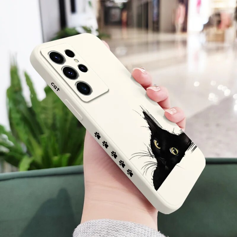 Black Cat Phone Case For Samsung Galaxy S23, S22, S21, S20
