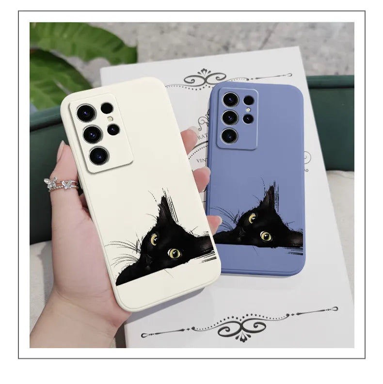 Black Cat Phone Case For Samsung Galaxy S23, S22, S21, S20
