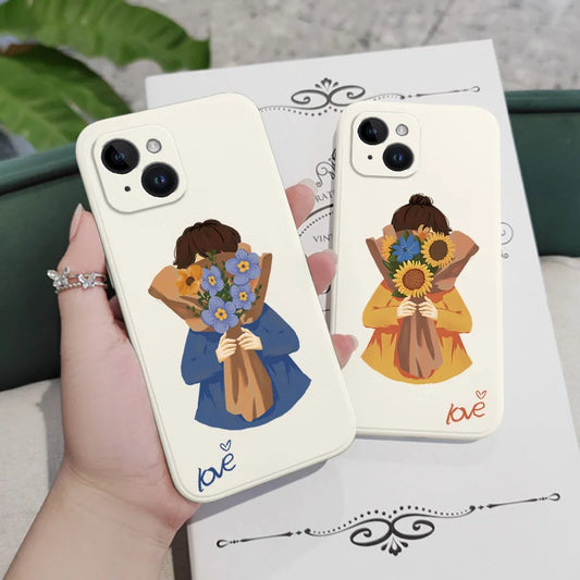 iPhone 11, X, XR, XS Flower Couple Silicon Phone Case