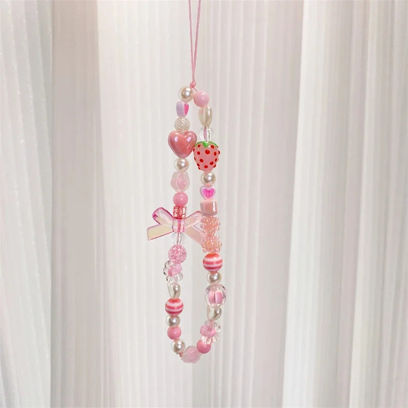 Cute Pink Strawberry Mobile Phone Strap Lanyard