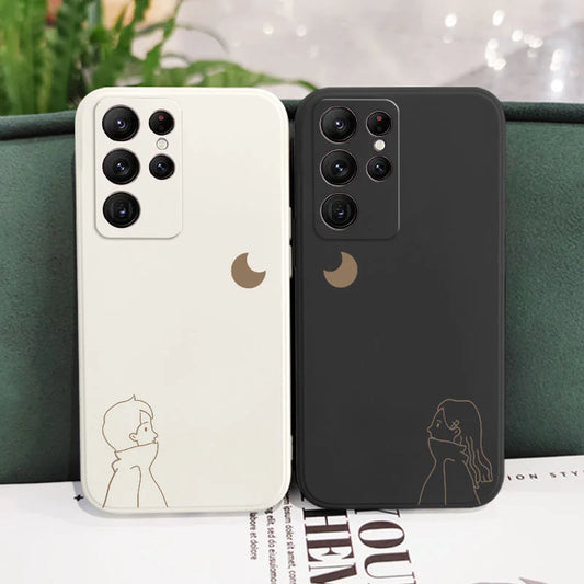 Moon Twilight Couple Phone Case For Samsung Galaxy S21, S20, S10, S9