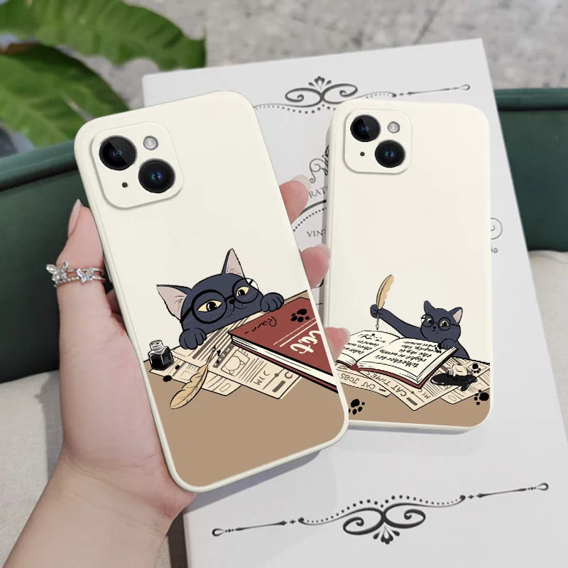 iPhone12 11 X XR XS Learning Cats Phone Case