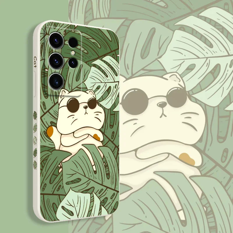 Leafy Bush Cat Phone Case For Samsung Galaxy S Series