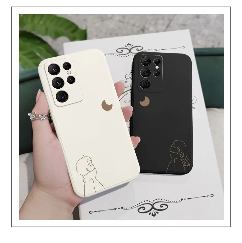 Moon Twilight Couple Phone Case For Samsung Galaxy S21, S20, S10, S9