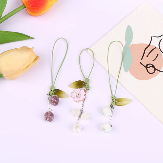 Cute Tulip Flowers Mobile Phone Strap Lanyards Charms