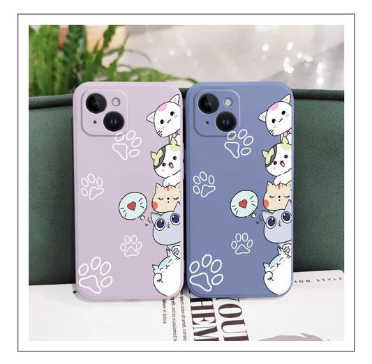 Kawaii Cats Phone Case For iPhone 14, 13, 12,11