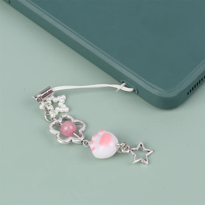 Cute Phone Charm Y2k Heart Cat Claws Keychain Kawaii Bag Car Pandent Birthday Gift For Girl