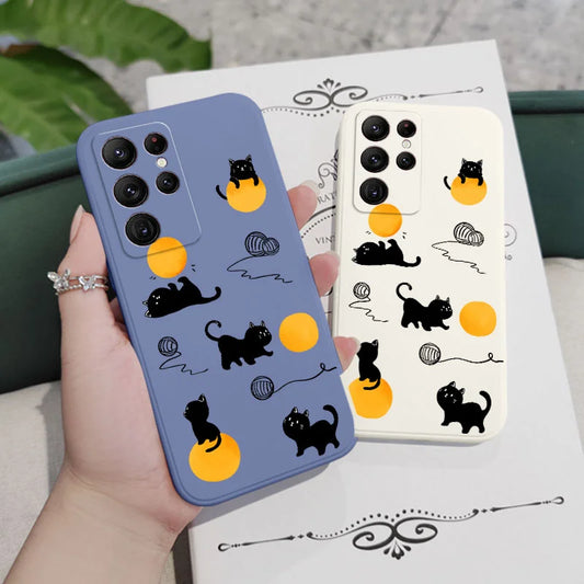 Cat Playing Rope Phone Case For Samsung Galaxy S Series