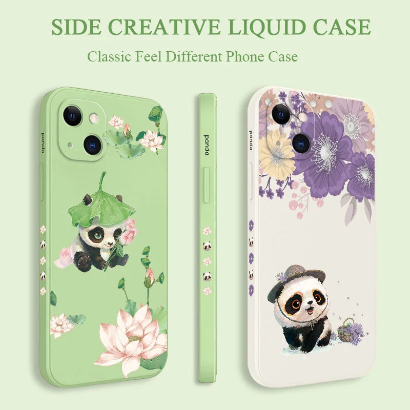 Cute Flower Panda Phone Case - Whimsical Elegance for iPhone 12s, 11s, Xs