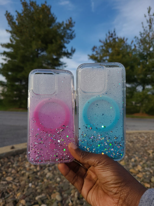 MagSafe cute glitter transparent gradient iphone 14 pro case TPU
